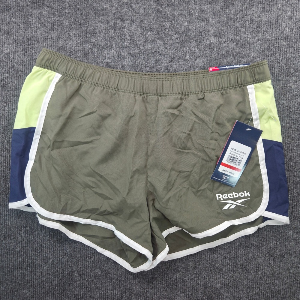Reebok Racer Heritage Shorts Women Small Green Colorblock Performance
